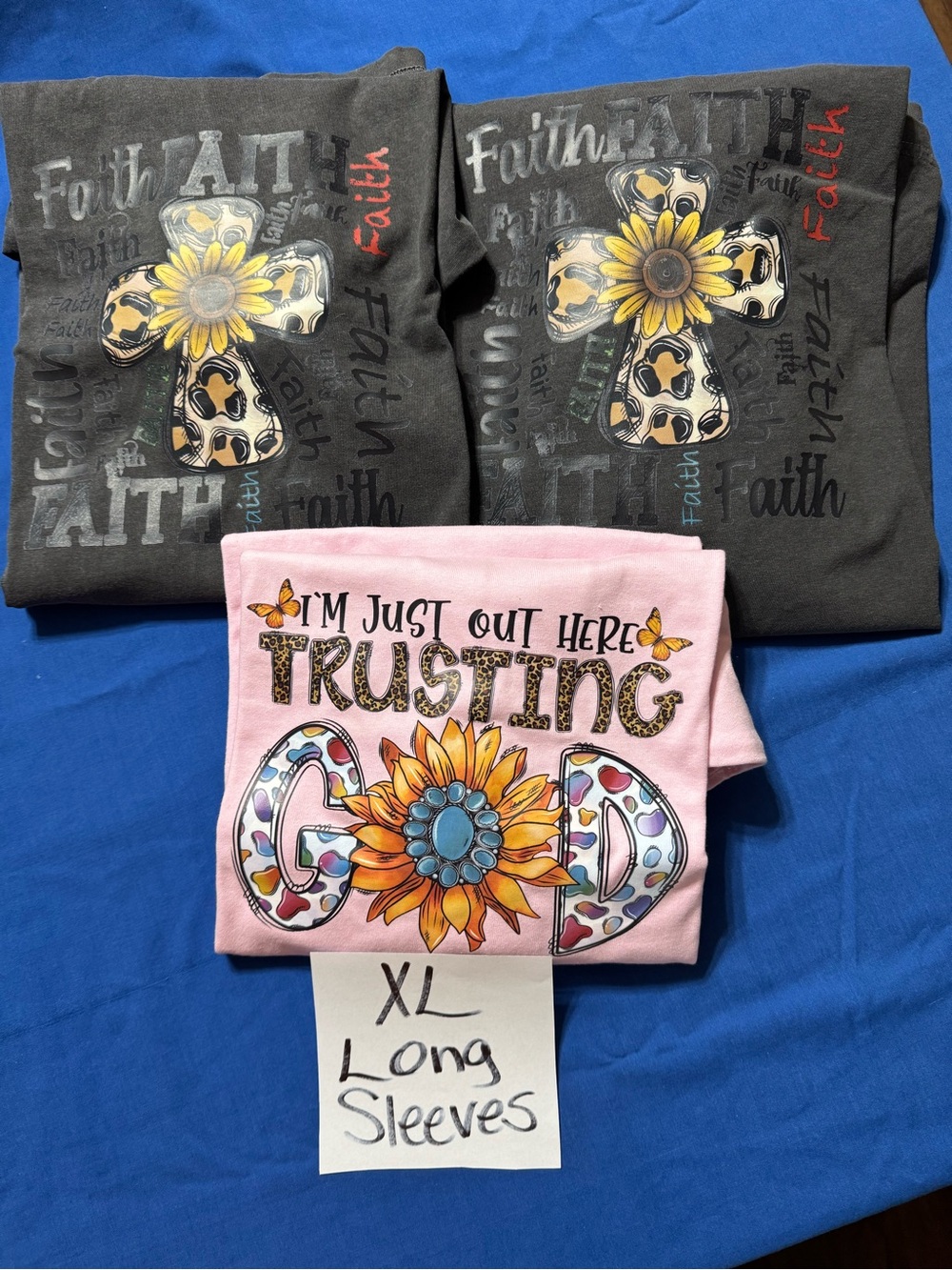 Trusting God Sunflower Graphic Long Sleeve Tee - Pink